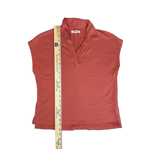 Madewell Women’s Coral Orange Relaxed Polo Tee 100% Cotton XS Extra Small - Picture 6 of 6